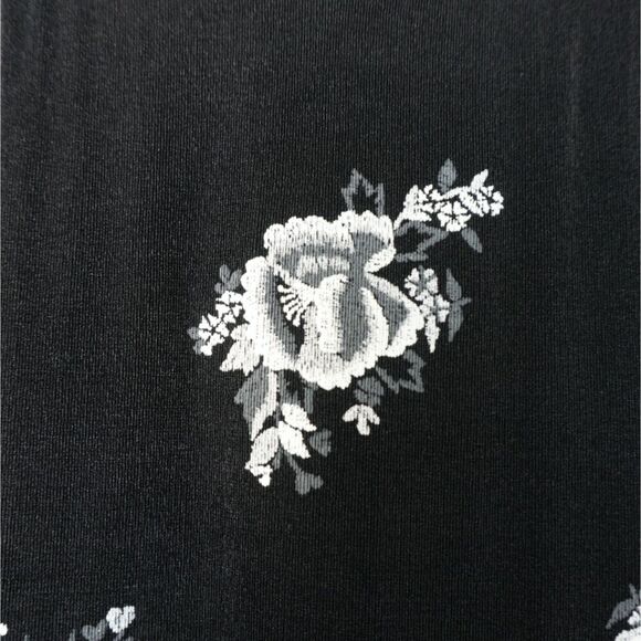 Vintage es se Black White Floral‎ Overlay Midi Skirt Sz XS EUC Whimsigoth - Picture 3 of 7